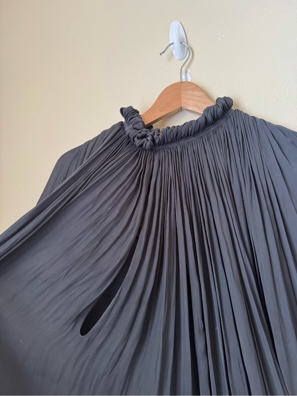Lanvin Pleated Gathered Charmeuse Dress Grey Size 38 - Picture 2 of 9